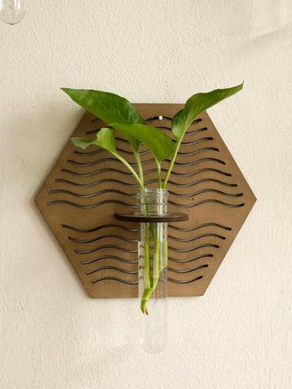 DecorBites™ Rustic Wood Wall Vase for Greenery