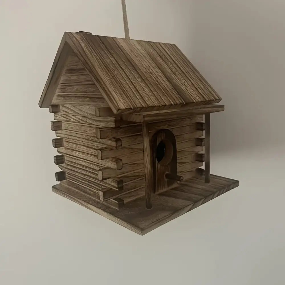 Rustic wooden birdhouse for small birds garden decor