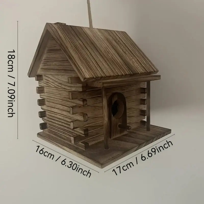 Rustic wooden birdhouse for small birds garden decor