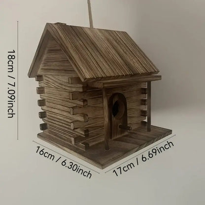 Rustic wooden birdhouse for small birds garden decor