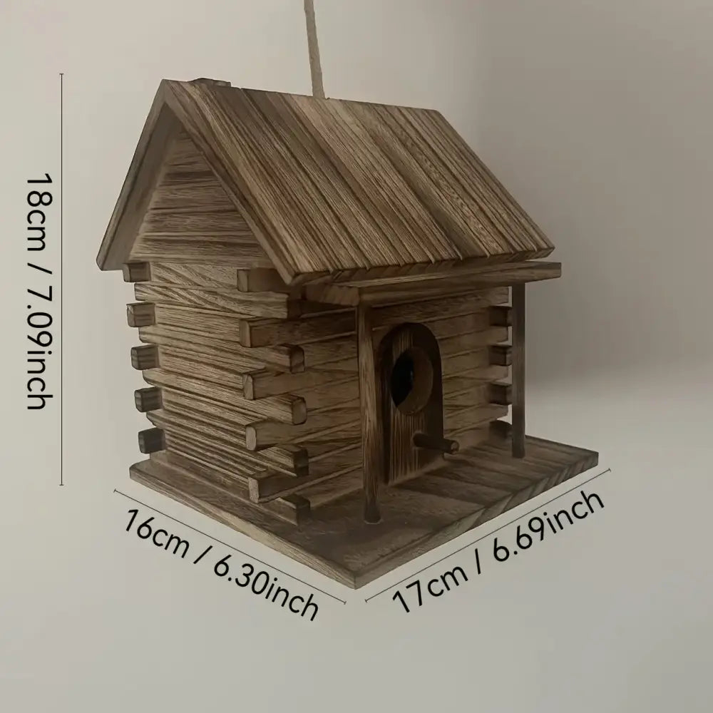 Rustic wooden birdhouse for small birds garden decor
