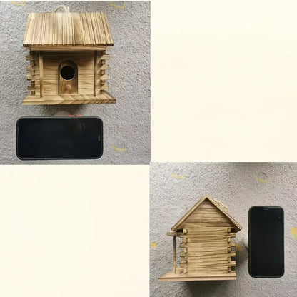 Rustic wooden birdhouse for small birds garden decor