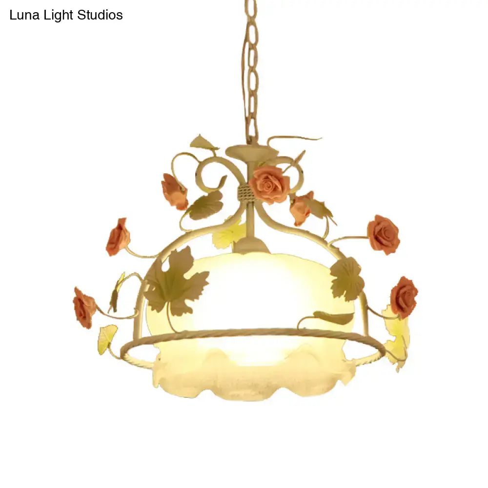 Floral orange & yellow scallop chandelier light – living room pendant