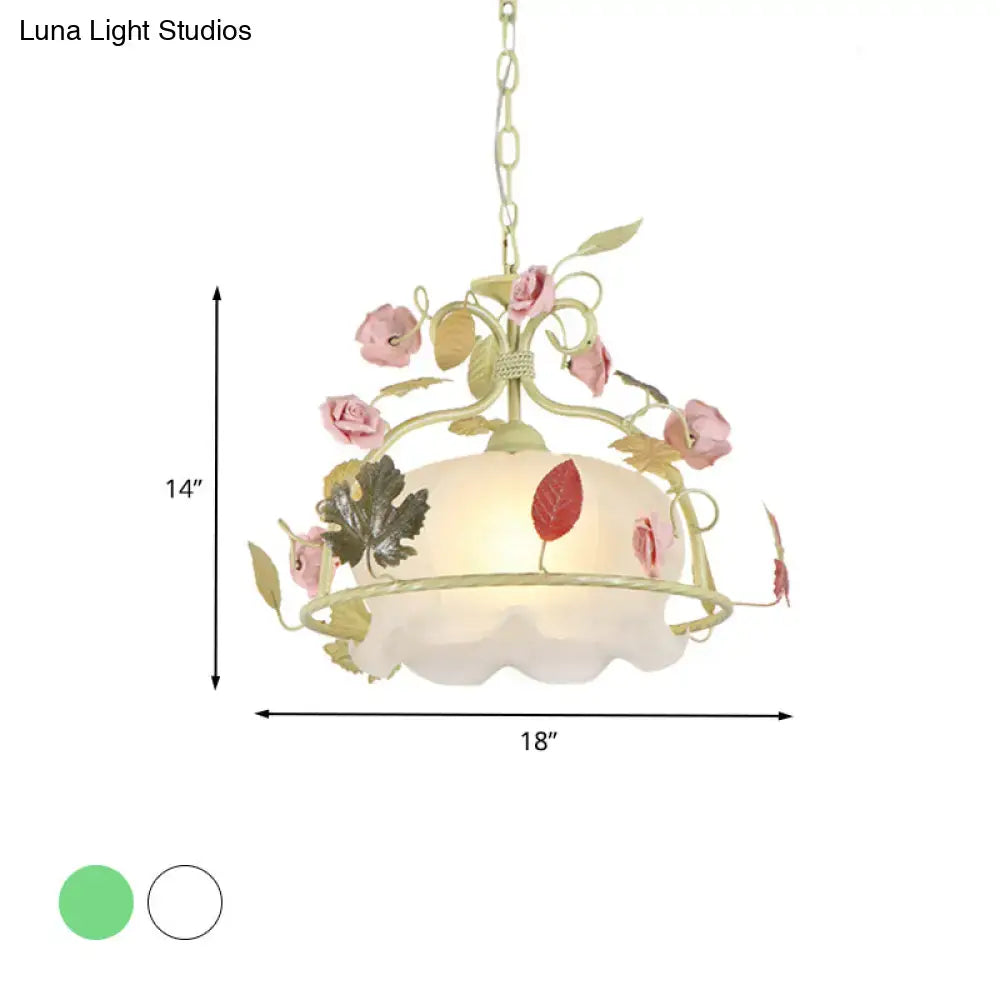 Floral orange & yellow scallop chandelier light – living room pendant