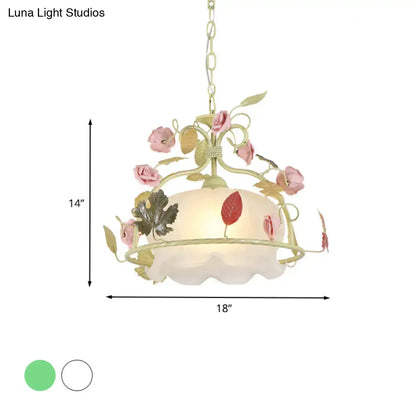 Floral orange & yellow scallop chandelier light – living room pendant