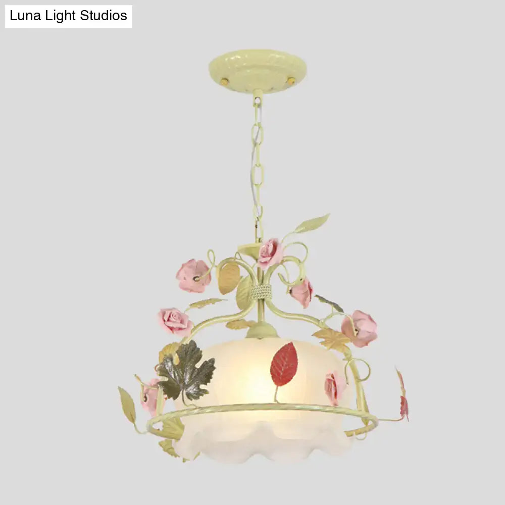 Floral orange & yellow scallop chandelier light – living room pendant