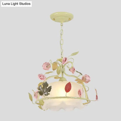 Floral orange & yellow scallop chandelier light – living room pendant