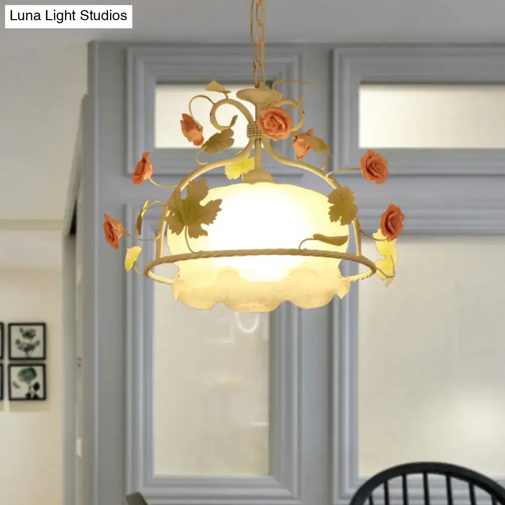Floral orange & yellow scallop chandelier light – living room pendant