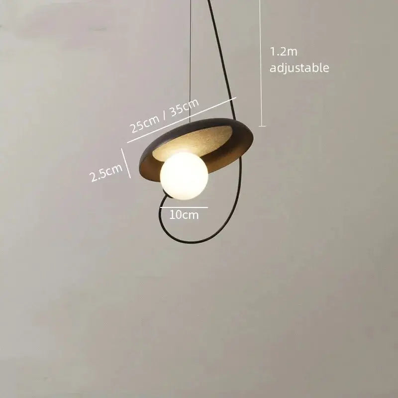Modern black and wood scandinavian pendant light dining room