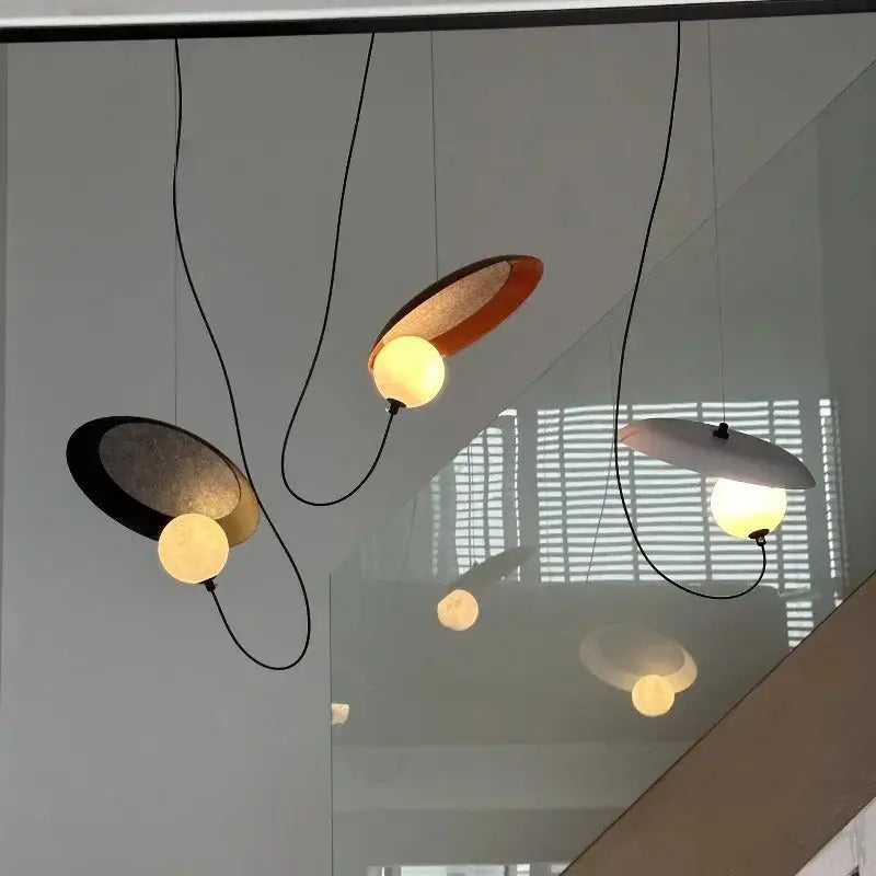 Modern black and wood scandinavian pendant light dining room