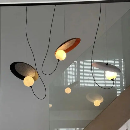 Modern black and wood scandinavian pendant light dining room