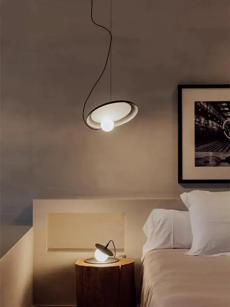 Modern black and wood scandinavian pendant light dining room
