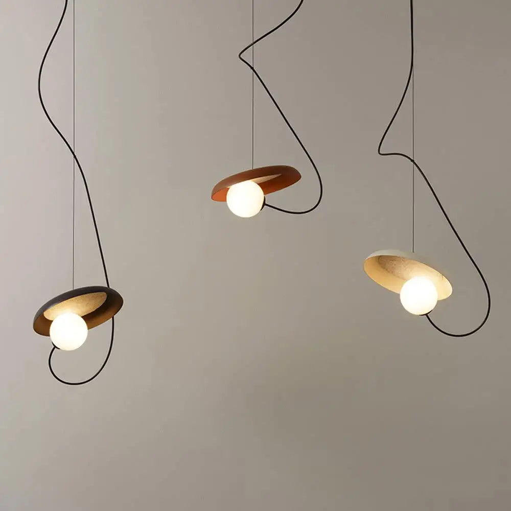 Modern black and wood scandinavian pendant light dining room