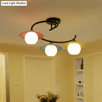 Modern pastel saucer semi flush light bedroom spiral design