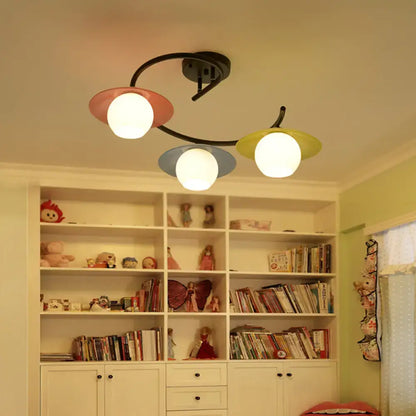 Modern pastel saucer semi flush light bedroom spiral design