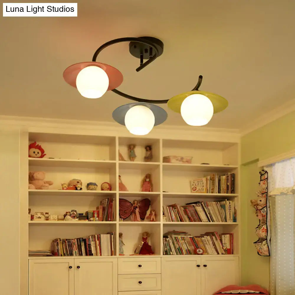 Modern pastel saucer semi flush light bedroom spiral design