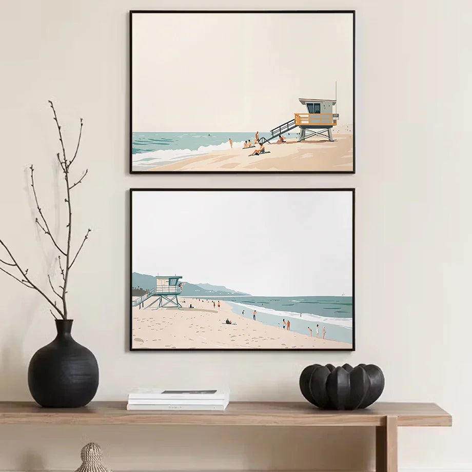 DecorBites™ Serene Beach Watercolor Canvas Art Print