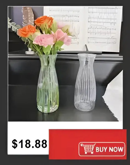 Ribbed shatterproof clear acrylic flower vase for dining room