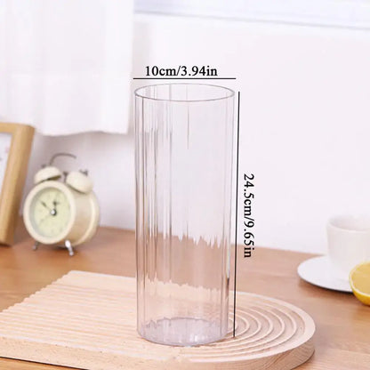Ribbed shatterproof clear acrylic flower vase for dining room
