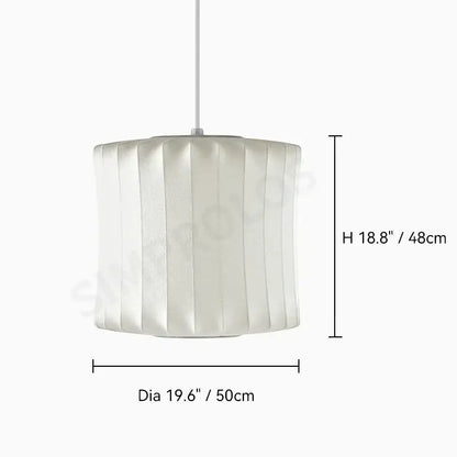 Modern ribbed white led pendant lamp – dining room geometric light