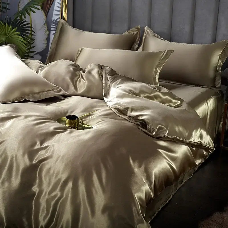 Luxury fuchsia satin duvet cover set – bedroom silk bedding