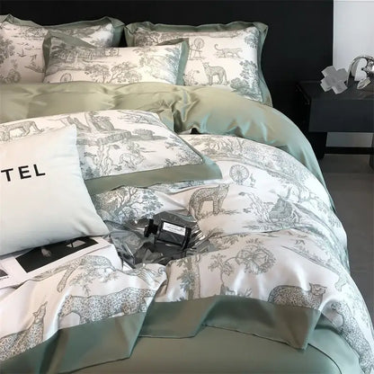 Toile blue & white eucalyptus fiber duvet cover bedroom set
