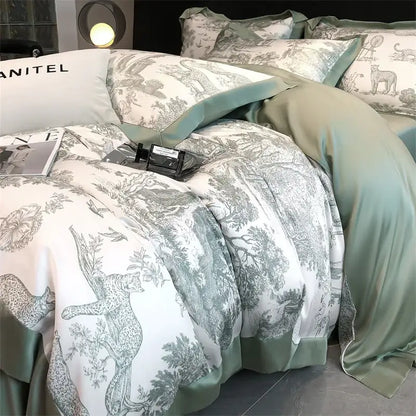 Toile blue & white eucalyptus fiber duvet cover bedroom set