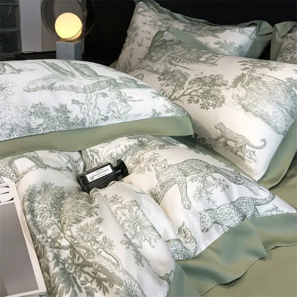 Toile blue & white eucalyptus fiber duvet cover bedroom set