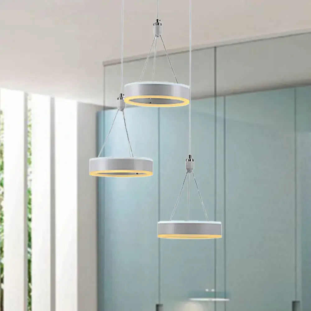 Modern white and silver cluster ceiling light dining room led rings