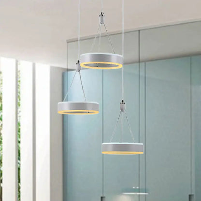 Modern white and silver cluster ceiling light dining room led rings