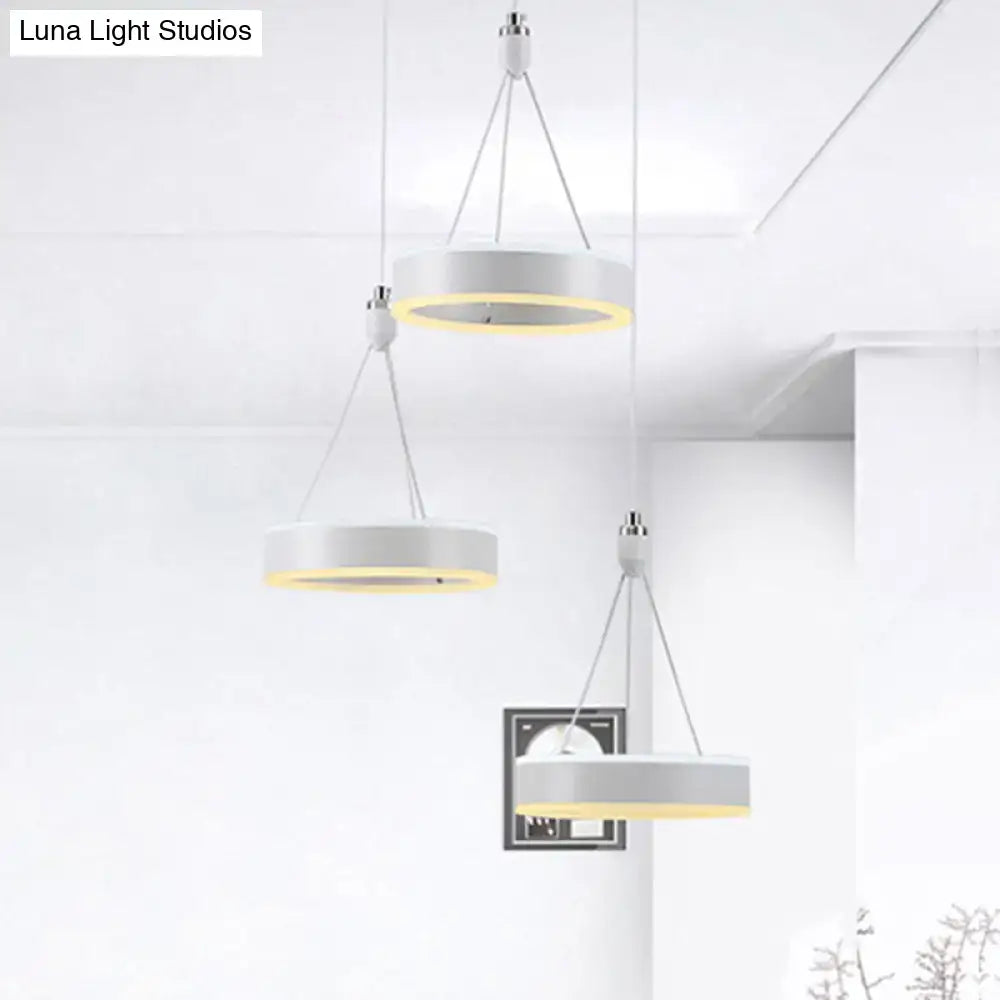 Modern white and silver cluster ceiling light dining room led rings