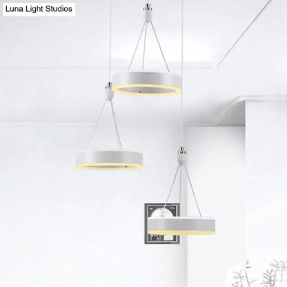 Modern white and silver cluster ceiling light dining room led rings
