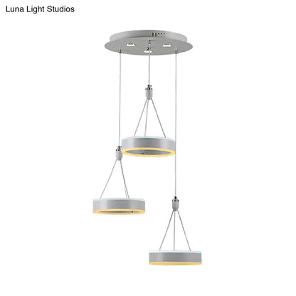 Modern white and silver cluster ceiling light dining room led rings