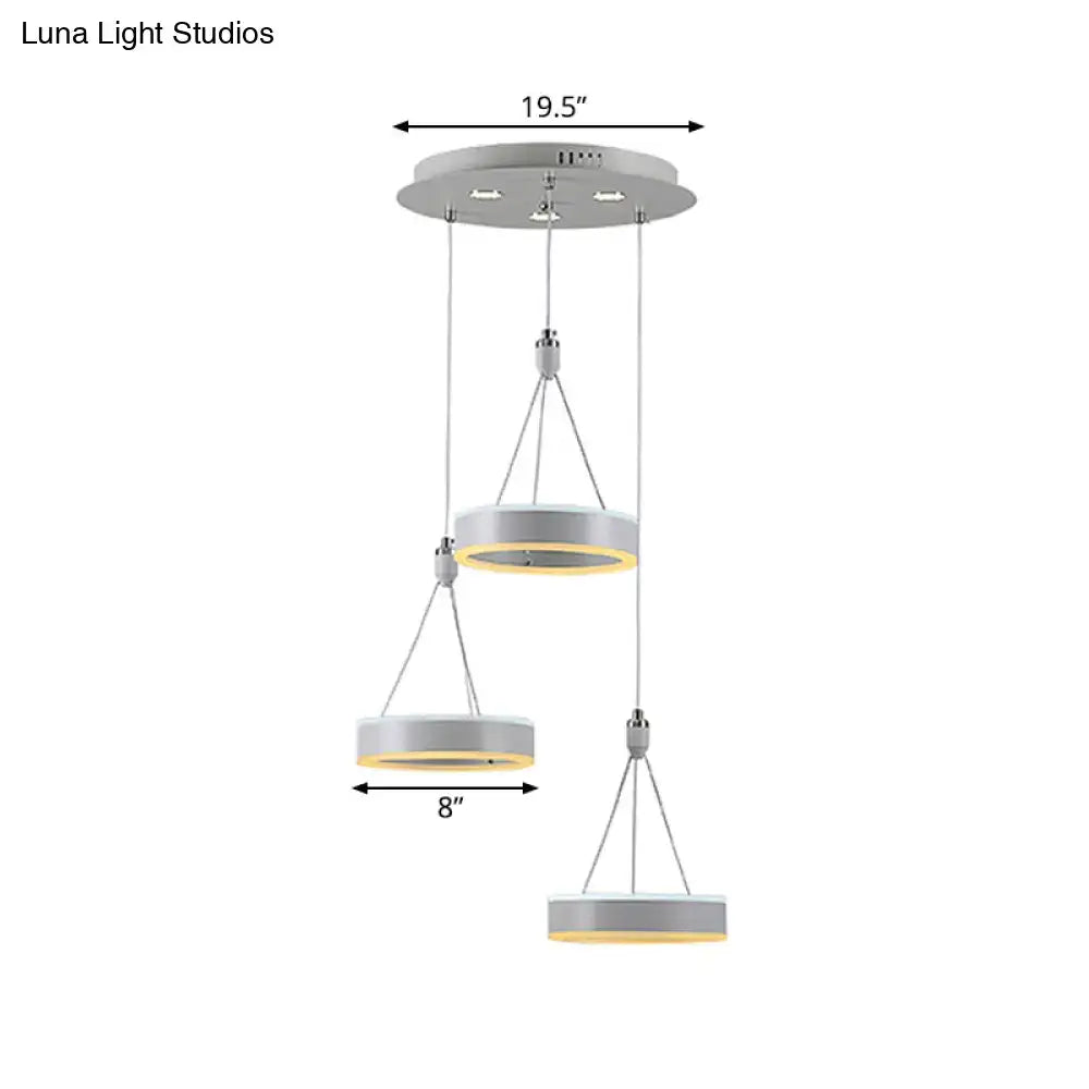 Modern white and silver cluster ceiling light dining room led rings