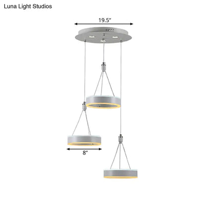 Modern white and silver cluster ceiling light dining room led rings