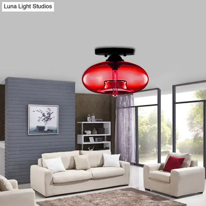Modern black and glass oval flush mount – hallway ceiling light