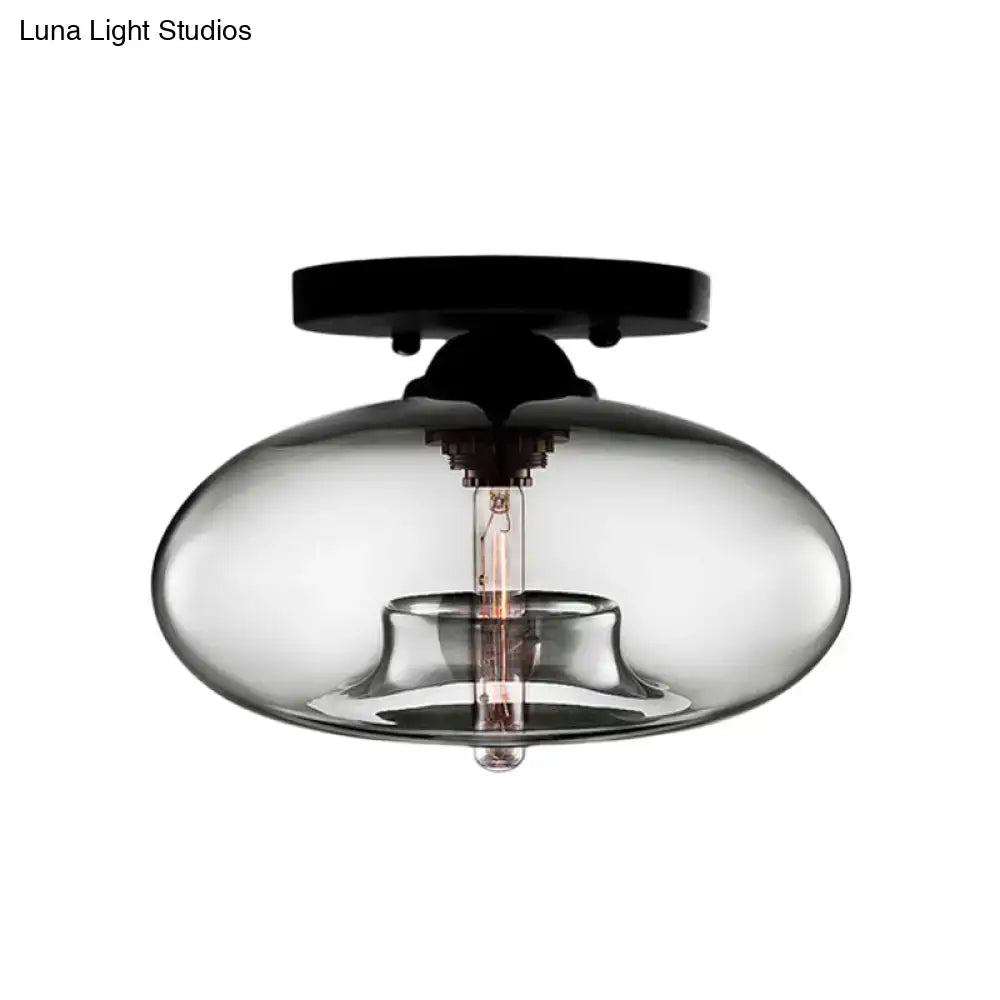 Modern black and glass oval flush mount – hallway ceiling light