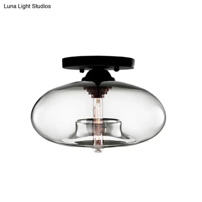 Modern black and glass oval flush mount – hallway ceiling light