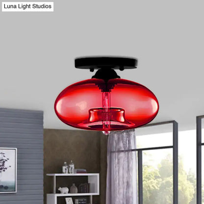 Modern black and glass oval flush mount – hallway ceiling light