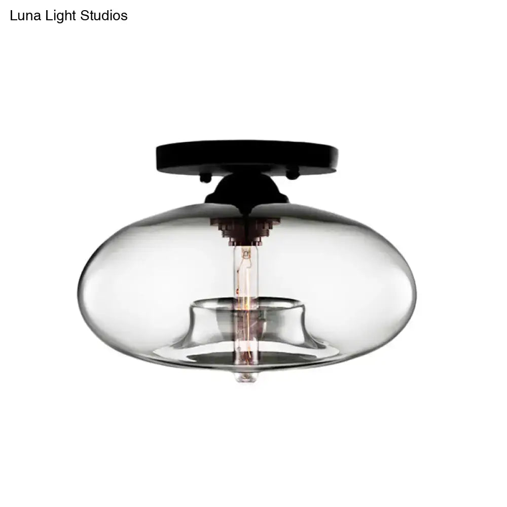 Modern black and glass oval flush mount – hallway ceiling light