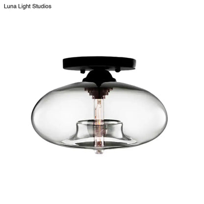Modern black and glass oval flush mount – hallway ceiling light