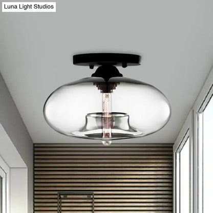 Modern black and glass oval flush mount – hallway ceiling light