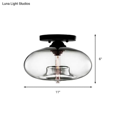Modern black and glass oval flush mount – hallway ceiling light