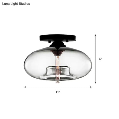 Modern black and glass oval flush mount – hallway ceiling light