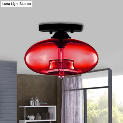 Modern black and glass oval flush mount – hallway ceiling light