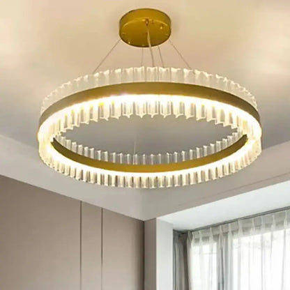 Modern gold tri prism crystal pendant light living room chandelier