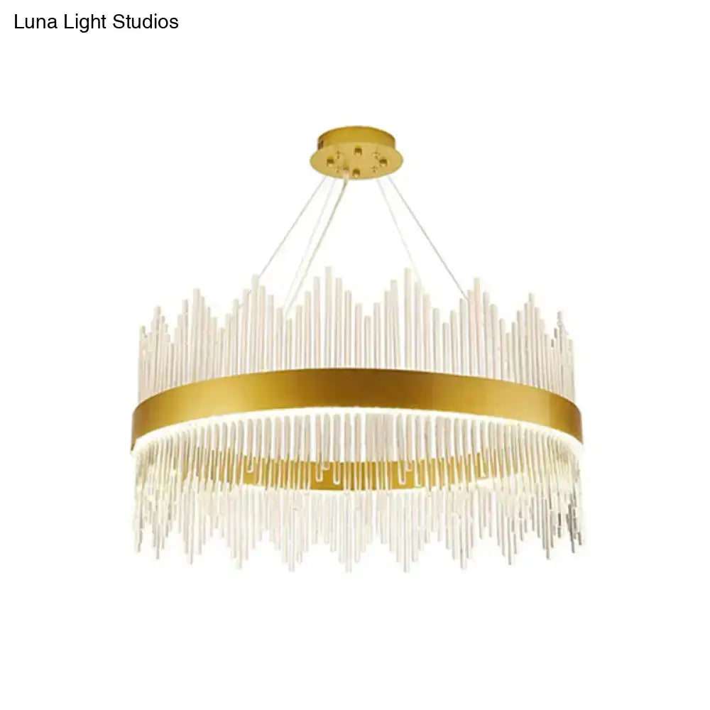 Modern gold tri prism crystal pendant light living room chandelier