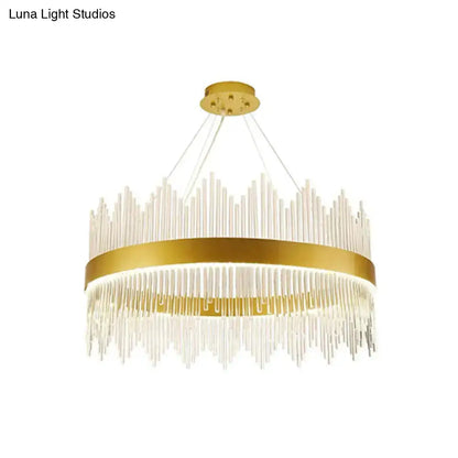 Modern gold tri prism crystal pendant light living room chandelier