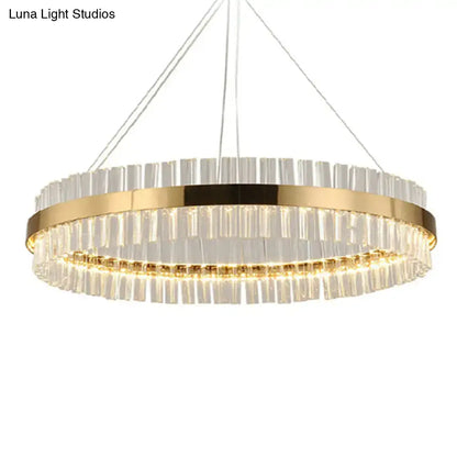 Modern gold tri prism crystal pendant light living room chandelier