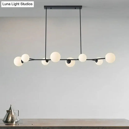 Modern gold opal glass molecular island light for dining rooms